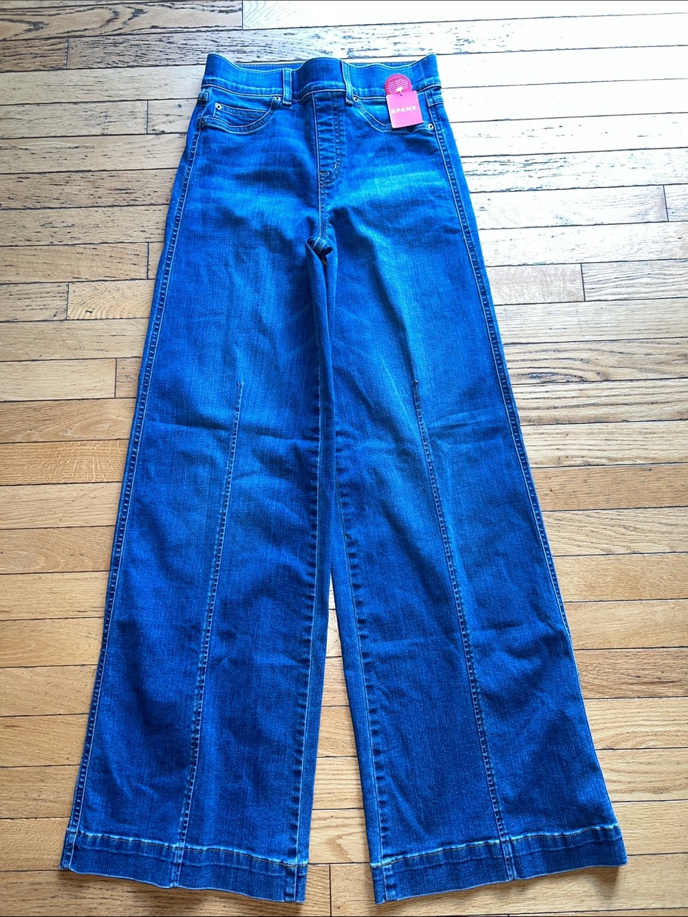 SPANX Elastic Waste Wide Leg Blue Women's Jeans-NWT